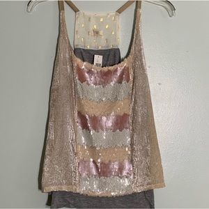 Tiny Anthro Velvet & Sequin Layered Racerback Tank
